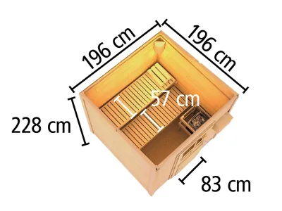 Saunahaus Lene 2, 38 mm, naturbelassen mit Glastür Produktbild #9