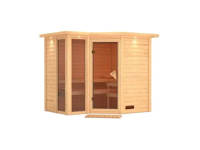 Sauna Massivholzsauna Amara mit Dachkranz Produktbild #10