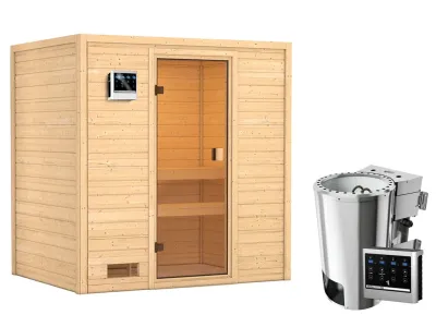 Sauna Selena mit bronzierter Glastür + 3,6 kW Plug & Play Bio-Ofen ext. Strg. Produktbild #3