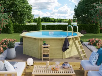 Holzpool Modell 1X Set naturbelassen Produktbild #1
