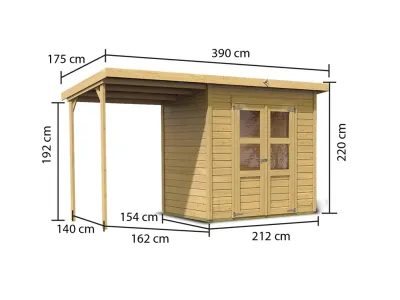 Gerätehaus Merseburg 3 14 mm naturbelassen inkl. 140 cm Anbau Produktbild #9
