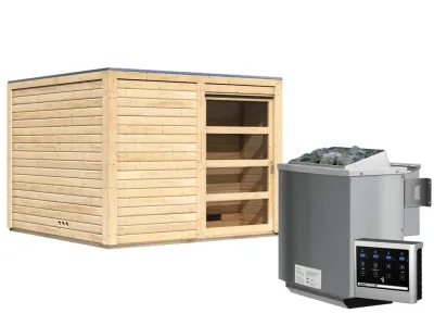 Saunahaus Cuben 38 mm naturbelassen inkl. 9 kW Bio-Kombiofen ext. Steuerung Produktbild #9