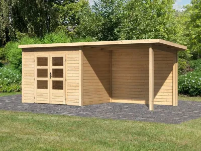 Gartenhaus Wacken 5 28 mm naturbelassen inkl. 3 m Anbau + Rückwand Produktbild #3