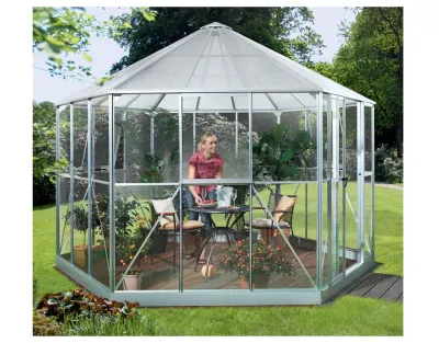 Gewächshaus Hera 9000, ESG + HKP 6 mm 9 m², Aluminium-blank eloxiert Produktbild #1