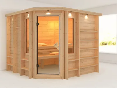 Sauna Massivholzsauna Marona 40 mm mit bronzierter Glastür Produktbild #3