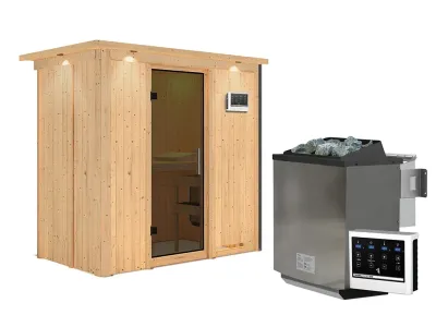 Sauna Systemsauna Variado mit Dachkranz, inkl. 9 kW Bio-Ofen mit externer Steuerung Produktbild #9