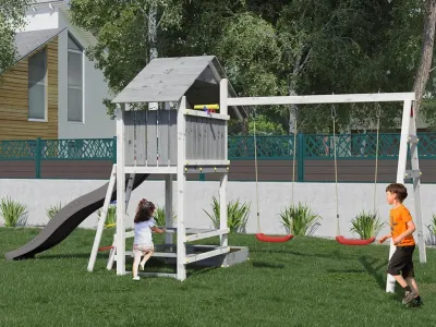 Spielturm Smart 1 grau/weiß inkl. Rutsche grau Produktbild #2