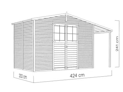 Gartenhaus Alexis 4 Rhombusprofil mit Anbau 18 mm natur Produktbild #8