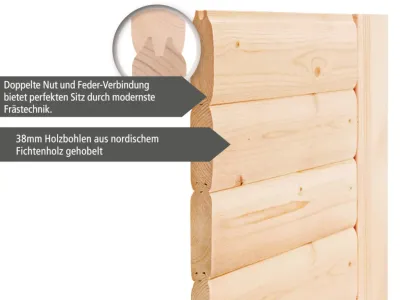 Saunahaus Lene 1, 38 mm, naturbelassen mit Glastür Produktbild #7