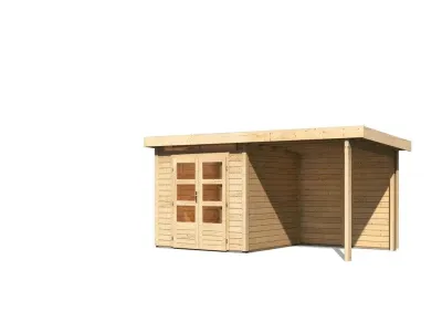 Gartenhaus SET Kandern 3 28 mm naturbelassen, inkl. 2,6 m Anbaudach + Rückwand Produktbild #3