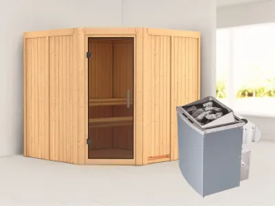 Systemsauna Jarin graphit Ganzglastür, inkl. 9 kW Saunaofen integr. Steuerung Produktbild #1