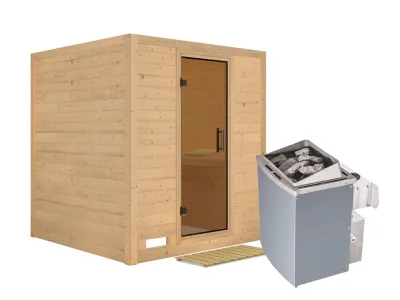 Massivholzsauna Mojave graphit Ganzglastür, inkl. 9 kW Ofen integr. Steuerung Produktbild #7