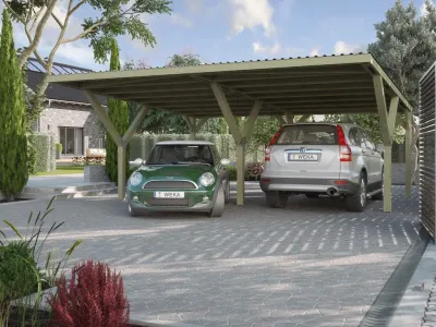 Carport Y-Doppelcarport 612 mit Stahldach Produktbild #1