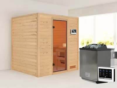 Sauna Adelina mit bronzierter Glastür + 9 kW Bio-Kombiofen ext. Strg. Produktbild #12