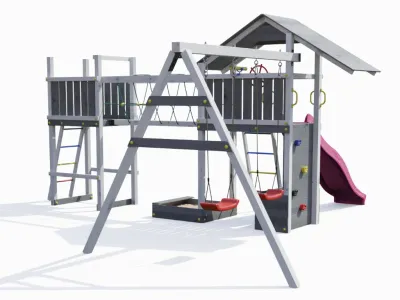 Spielturm Smart 4 Bridge grau/weiß inkl. Rutsche pink Produktbild #6