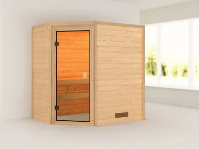 Massivholzsauna 38 mm Katie SPARSET inkl. 4,5 kW Bio-Kombiofen und ext. Steuerung Produktbild #9
