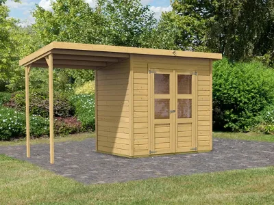 Gerätehaus Merseburg 3 14 mm naturbelassen inkl. 140 cm Anbau Produktbild #5
