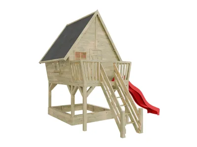 Stelzenhaus Clubhouse KDI inkl. Rutsche rot Produktbild #5