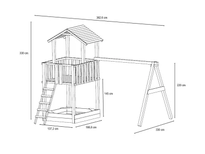 Spielturm Tilly Premium mit Doppelschaukel Lärche inkl. Rutsche grau + Sitze rot Produktbild #6