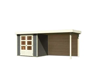 Gartenhaus Askola 3 19 mm terragrau inkl. 2,8 m Anbaudach + Rückwand Produktbild #5
