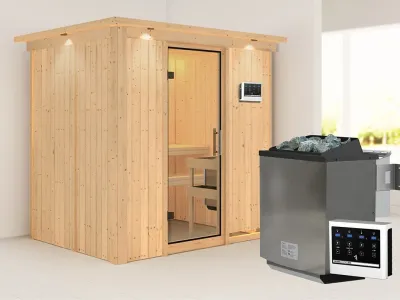 Sauna Systemsauna Bodin mit Dachkranz, inkl. 9 kW Bio-Ofen mit externer Steuerung Produktbild #1