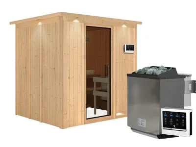 Sauna Systemsauna Sodin mit Dachkranz, inkl. 9 kW Bio-Ofen mit externer Steuerung Produktbild #5