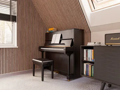 Akustikpaneele Wandverkleidung Walnut 240 cm Filz schwarz Produktbild #4