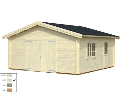 Garage Roger 27,7 m² mit Holztor 70 mm transparent tauchimprägniert Produktbild #2