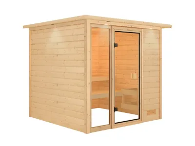 Sauna Jutta mit bronzierter Glastür und Dachkranz Produktbild #7