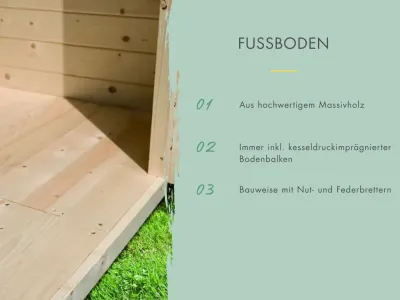 Gartenhaus Lotus 38 mm naturbelassen mit Dachbegrünung Produktbild #12