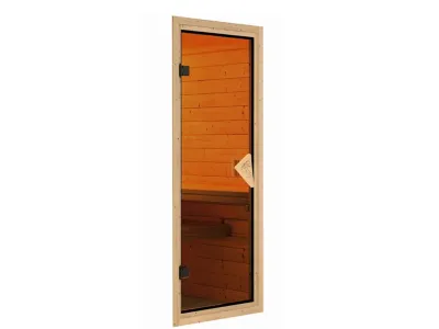 Systemsauna Siirin mit Dachkranz, bronzierte Ganzglastür Produktbild #2
