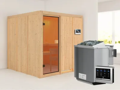 Sauna OULU mit bronzierter Glastür + 9 kW Bio-Kombiofen mit ext. Strg. Produktbild #1