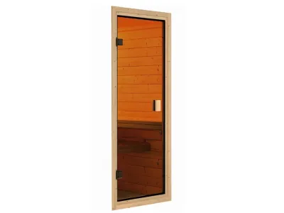 Sauna Jada mit bronzierter Glastür und Dachkranz + 9 kW Saunaofen ext. Strg. Produktbild #5