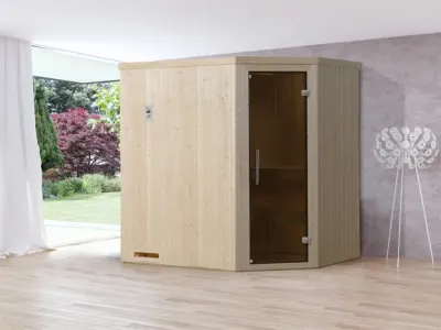 Sauna Elementsauna Varberg 1 GT graphit Ganzglastür Produktbild #1