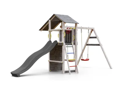 Spielturm Smart 5 grau/weiß inkl. Rutsche grau Produktbild #6