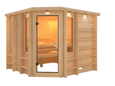 Sauna Massivholzsauna Marona 40 mm mit bronzierter Glastür Produktbild #4