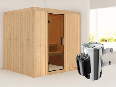 Sauna Systemsauna Daria graphit Ganzglastür + Plug & Play Saunaofen mit Steuerung Produktbild #1