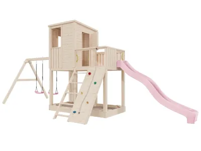Stelzenhaus Carl naturbelassen mit Doppelschaukel inkl. Rutsche violett Produktbild #5