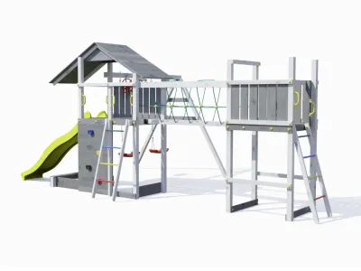 Spielturm Smart 2 Bridge grau-weiß inkl. Rutsche gelb Produktbild #4