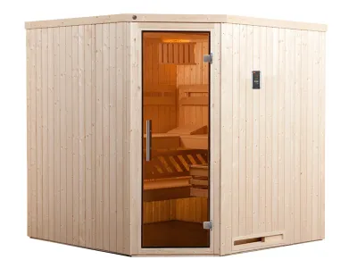Sauna Systemsauna SPARSET 1 Varberg 3 mit graphit Glastür inkl. Saunaofen Produktbild #2