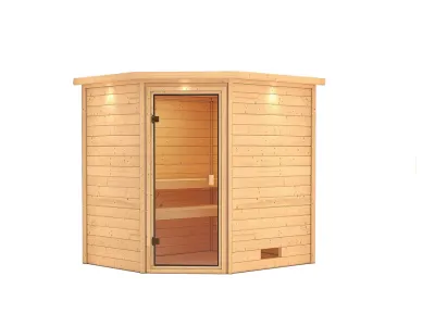 Sauna Elea mit bronzierter Glastür und Dachkranz Produktbild #6