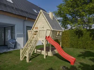 Stelzenhaus Clubhouse KDI inkl. Rutsche rot Produktbild #1