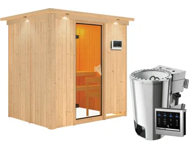 Sauna Systemsauna Fanja mit Dachkranz, inkl. Plug & Play Bio-Ofen externe Steuerung Produktbild #8