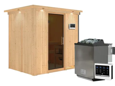 Sauna Systemsauna Bodin mit Dachkranz, inkl. 9 kW Bio-Ofen mit externer Steuerung Produktbild #6