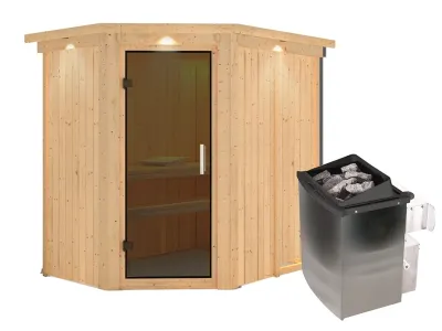 Sauna Systemsauna Carin mit Dachkranz, inkl. 9 kW Ofen mit integrierter Steuerung Produktbild #3