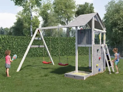 Spielturm Smart 2 grau-weiß inkl. Rutsche grau Produktbild #3