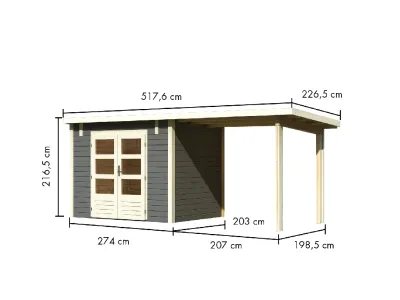 Gartenhaus Wacken 5 28 mm terragrau inkl. 2,4 m Anbau Produktbild #4