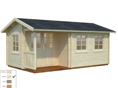 Gartenhaus Blockbohlenhaus Susanna 12,4 m² 44 mm transparent tauchimprägniert Produktbild #5