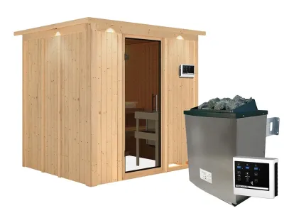 Sauna Systemsauna Sodin mit Dachkranz, inkl. 9 kW Ofen mit externer Steuerung Produktbild #6