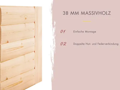 Saunahaus Lene 2, 38 mm, naturbelassen mit Glastür Produktbild #10